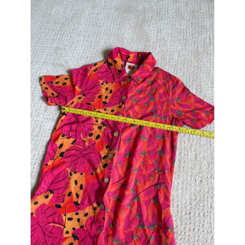 Farm Rio for Anthropologie Mixed Tropical Print Chili Romper Pink Orange XS - Picture 2 of 4